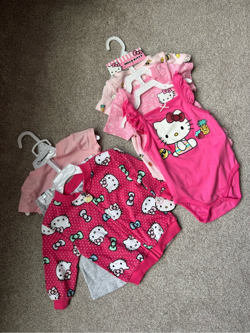 Hello Kitty Bright Pink Girls' One-Piece Bodysuit and Top Set
